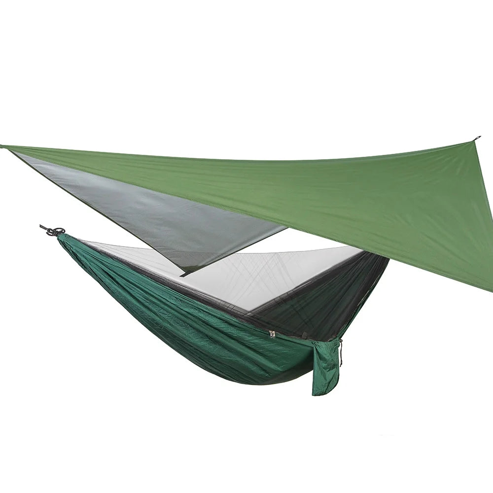 Green Nylon Camping Hammock with Mosquito Net X130728