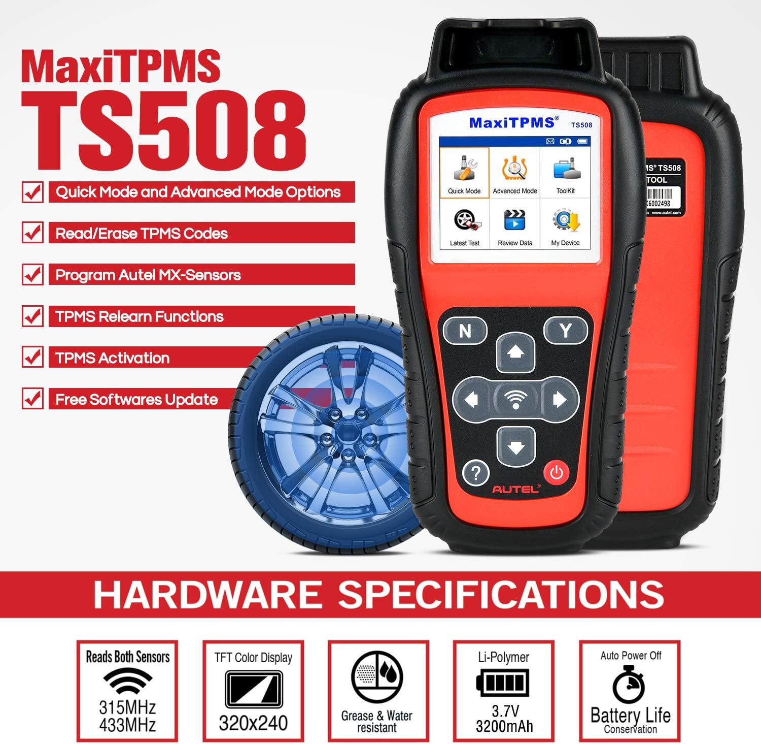 TPMS Relearn Tool with 4 PCS 315MHz & 4PCS 433MHz Sensor Kit Z94056