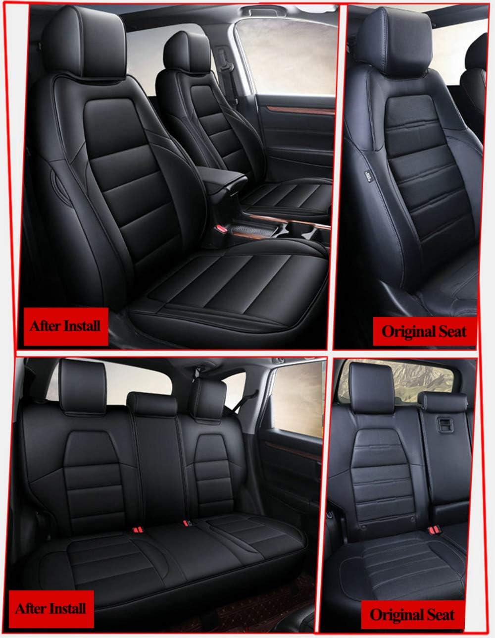Black Leatherette Full Set Car Seat Covers E2916