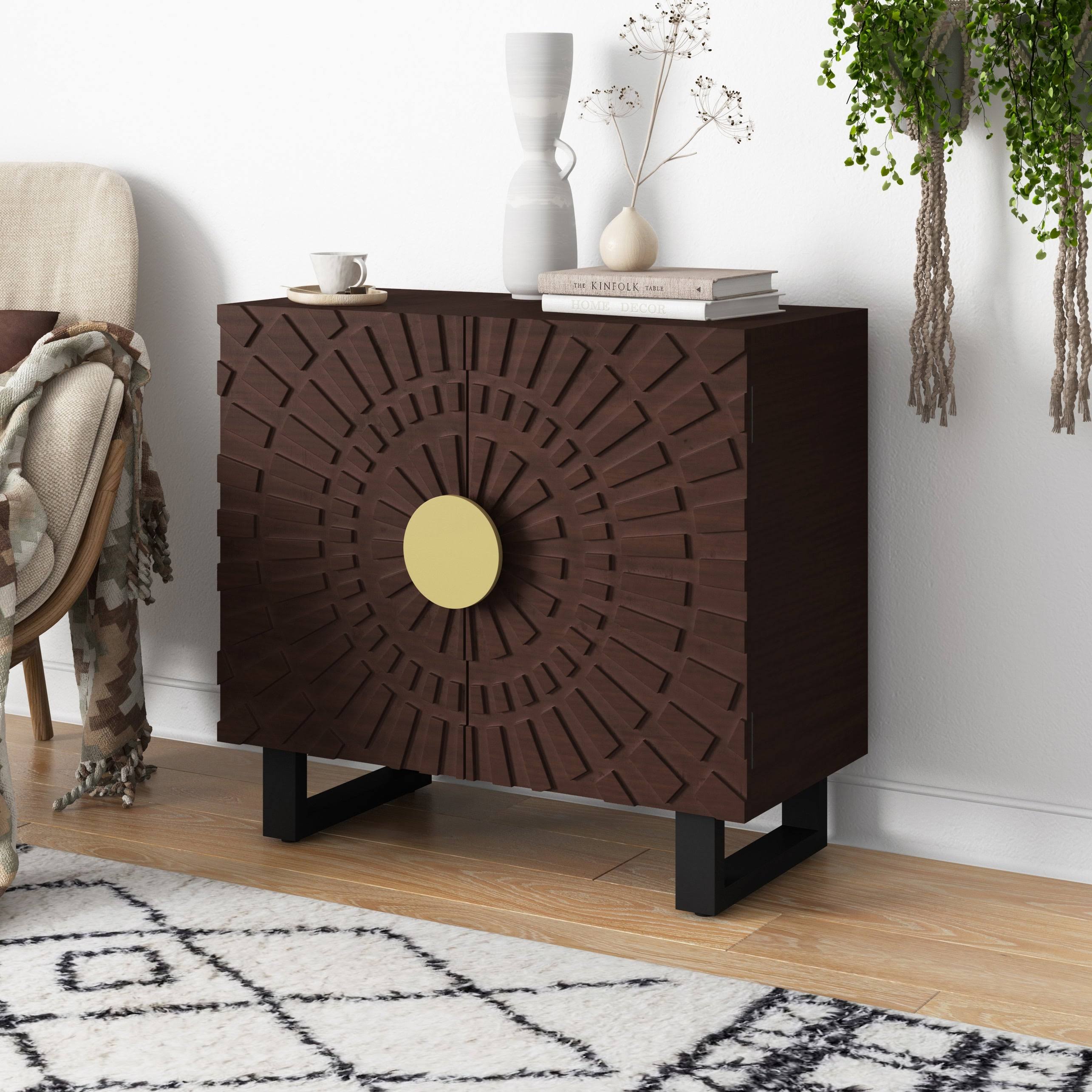 Dark Walnut Wood Sideboard V9326