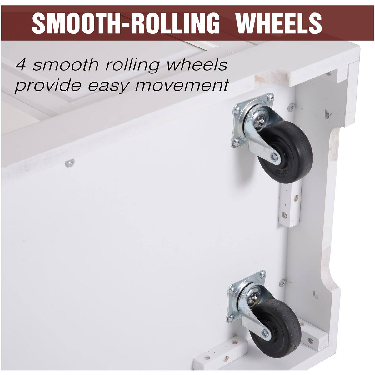White Rolling Kitchen Island Cart with Wheels V876497