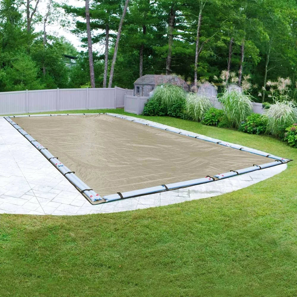 Tan Rectangular Winter Pool Cover X878