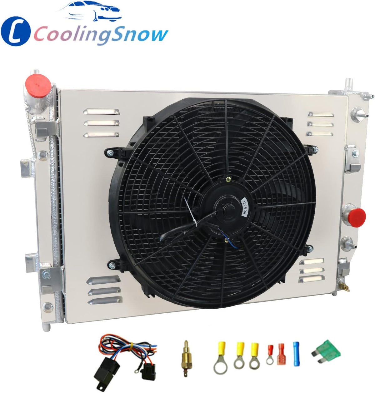 4 Row Radiator Shroud 16'' Fan for Chevy Corvette V8 GAS 2003-2013 H545130