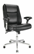 Bonded Leather Mid-Back Manager Chair, Black/Silver V3875
