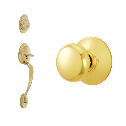 Antique Brass Double Cylinder Handleset with Interior Knob D781994