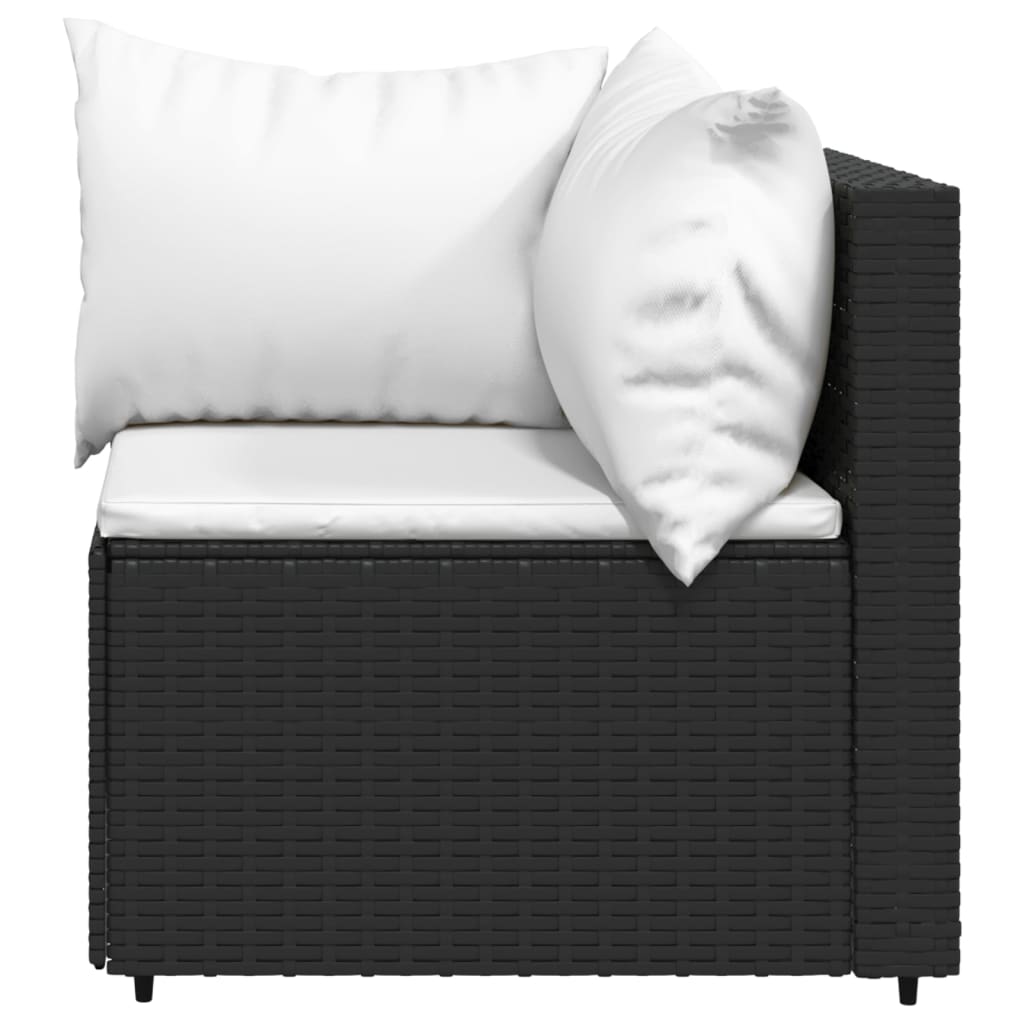 Black Poly Rattan Patio Corner Sofa with Cushions J25564