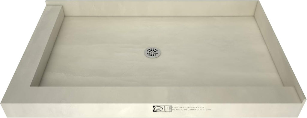 48" D x 72" W Shower Pan with Left Trench & Right Dual Curb X675611
