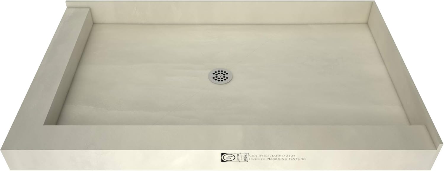 48" D x 72" W Shower Pan with Left Trench & Right Dual Curb X675611