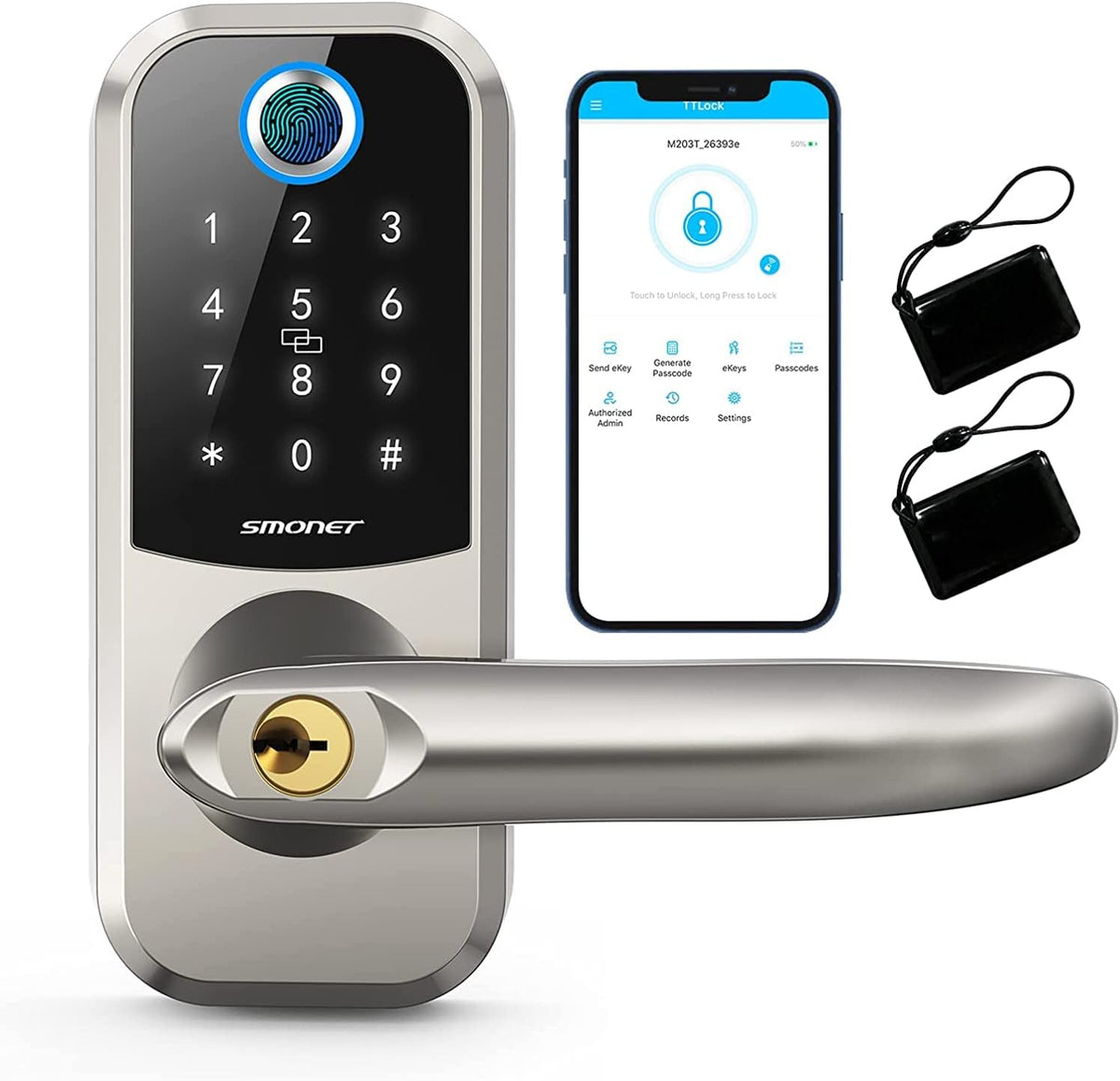 Smart Lock Deadbolt with Keypad, Biometric Fingerprint, Bluetooth Electronic Digital Lock M321