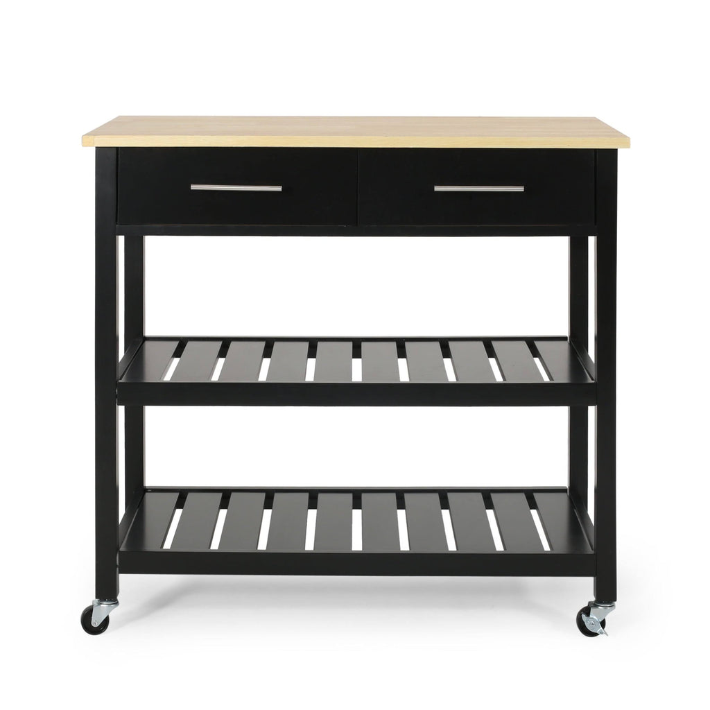 Natural + Black Kitchen Cart U847473