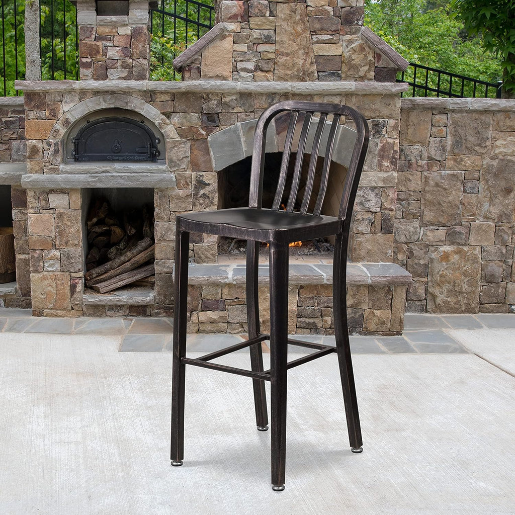 Red Metal Indoor-Outdoor Barstool I93660