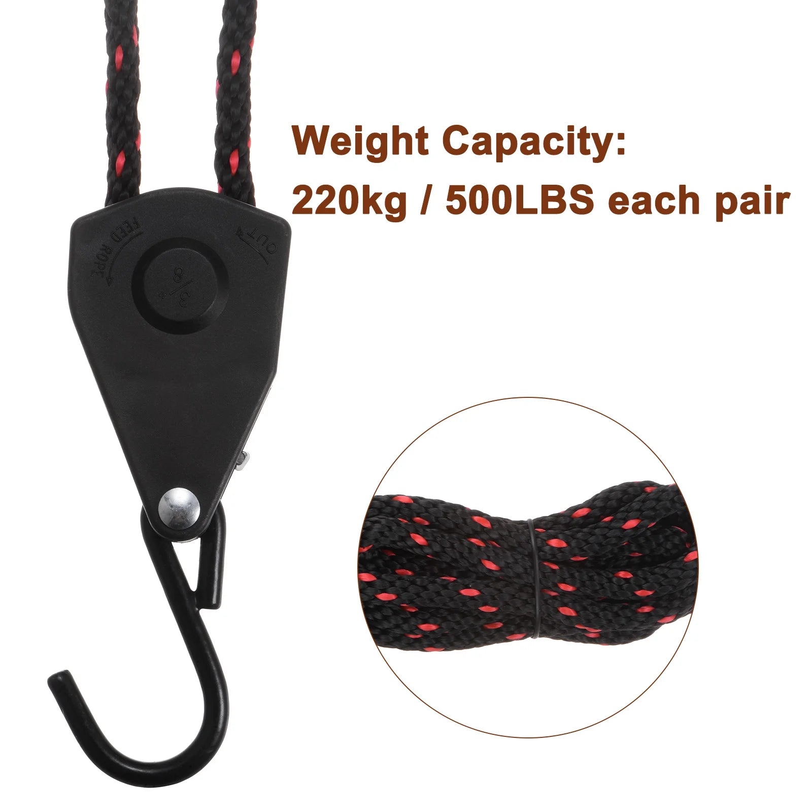3/8" (10mm) Tie Down Ratchet Rope Hanger Metal Gear 9.8ft (3meter) Strap W3960