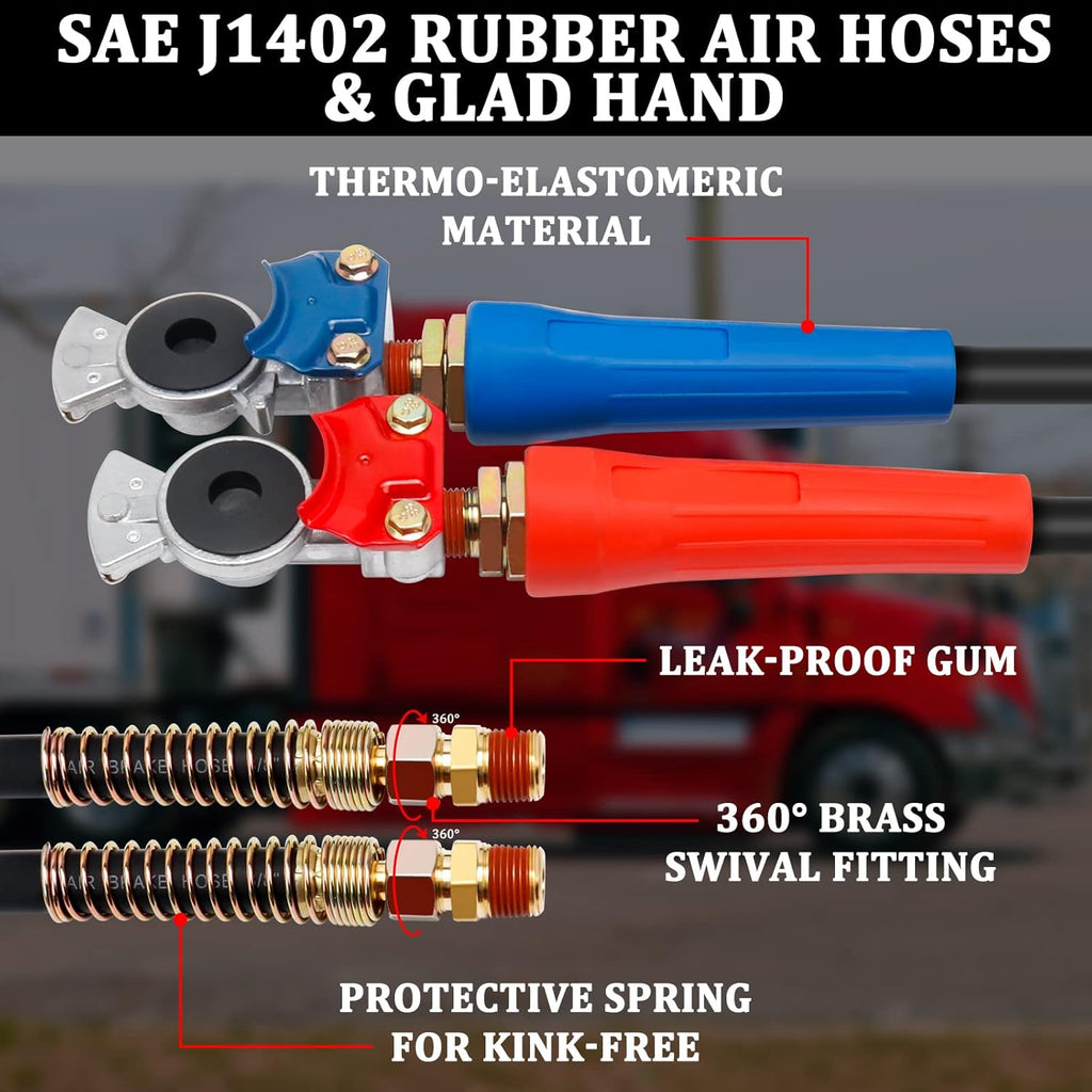 12 FT Semi Truck Air Hose Kit with Glad Hands G479