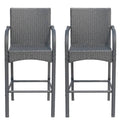 Gray Wicker Barstool Chair (Set of 2) O5204