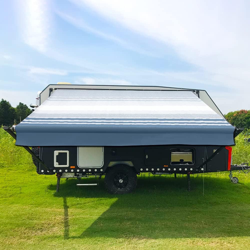 Blue Dune Stripes 10 Feet Vinyl RV Awning Replacement X427634