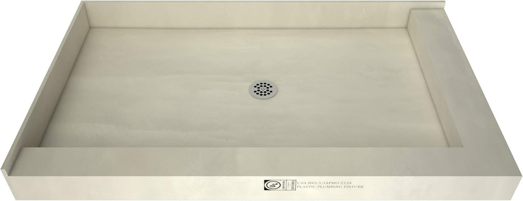 48" D x 72" W Shower Pan with Left Trench & Right Dual Curb X675611