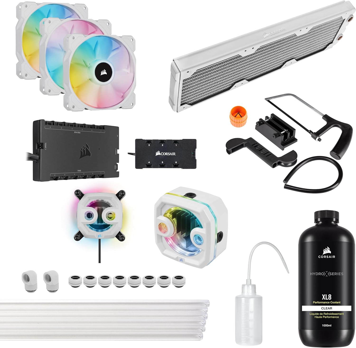 Hardline Water Cooling Kit with XC7 CPU Water Block, XR5 360mm Radiator, XD5 Pump Res and QL120 RGB Fans A120