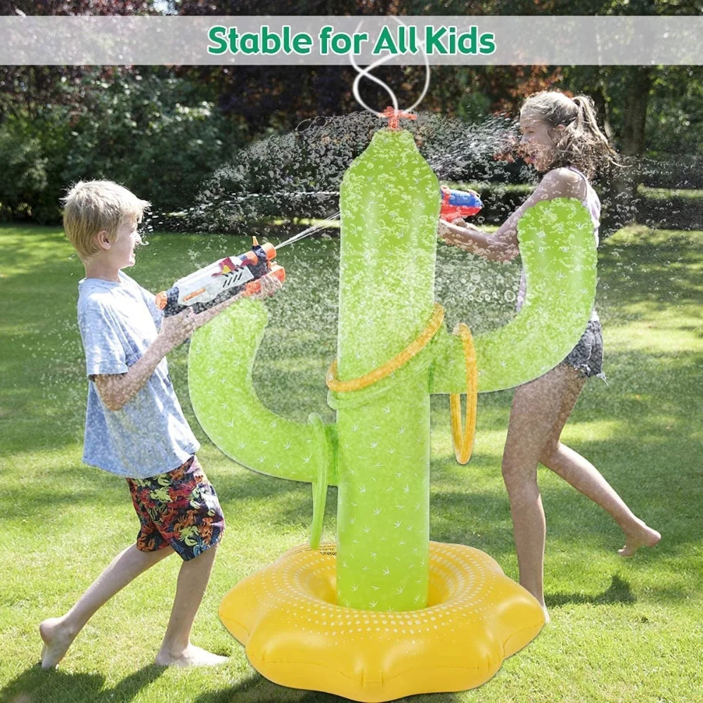 Inflatable Cactus Sprinkler Water Toy with 4 Rings E900149