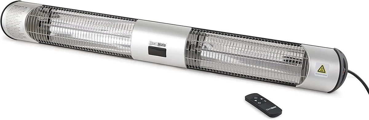 Silver Electric Tripod or Wall Mount Patio Heater with Remote Control and Thermostat T8602