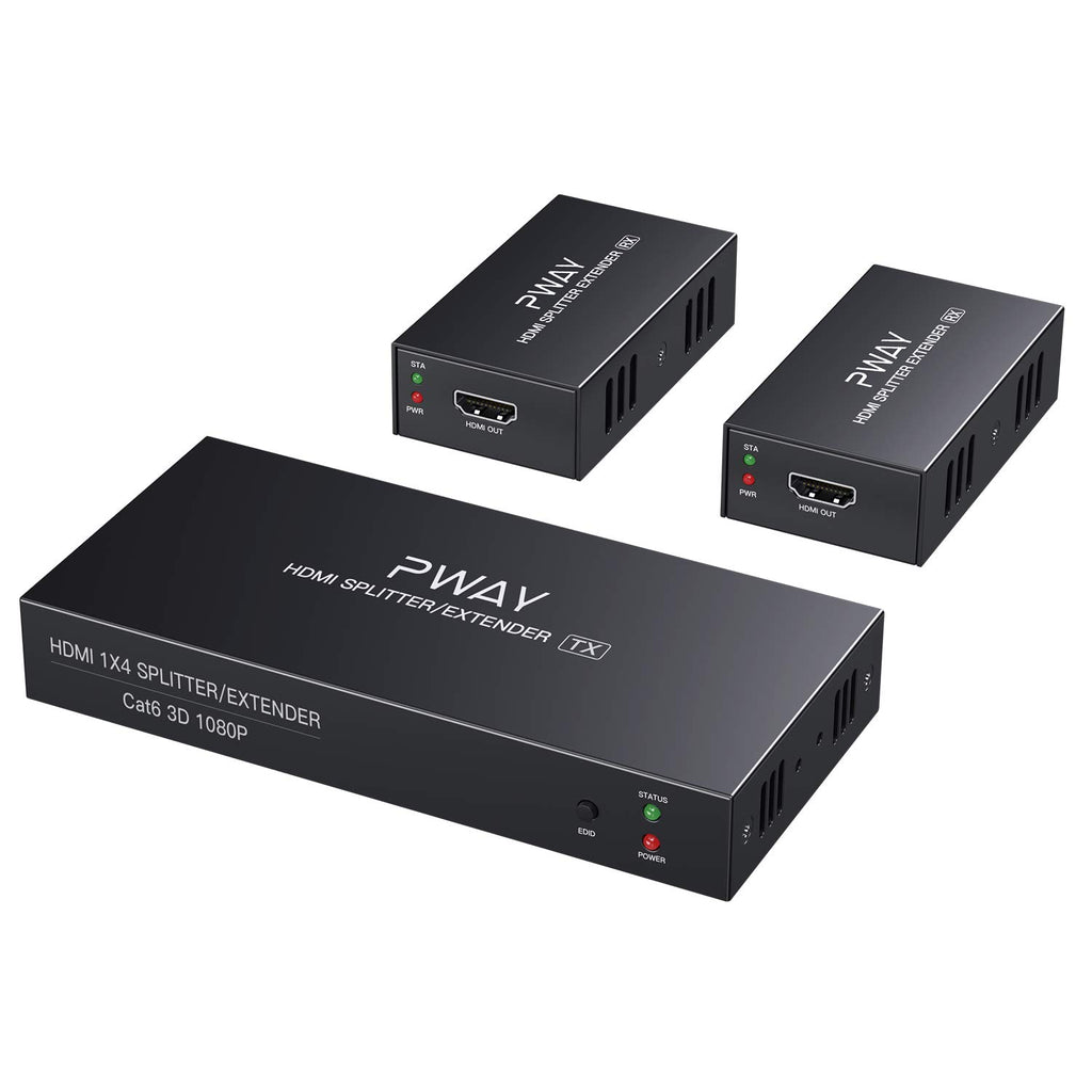 HDMI Extender Splitter 1x4 Port 1080P Over Cat5e/Cat6 Ethernet Cable 50m/165ft W152
