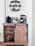 Oak Ivory Sliding Door Coffee Bar Cabinet R252653