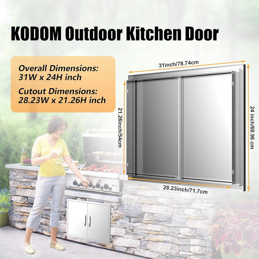 Outdoor Kitchen Doors 36W x 21H Stainless Steel Double Wall Construction Vertical Door F82403