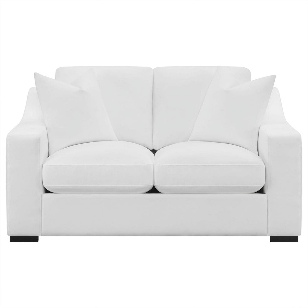 2-piece White Fabric Upholstered Living Room Set E74376
