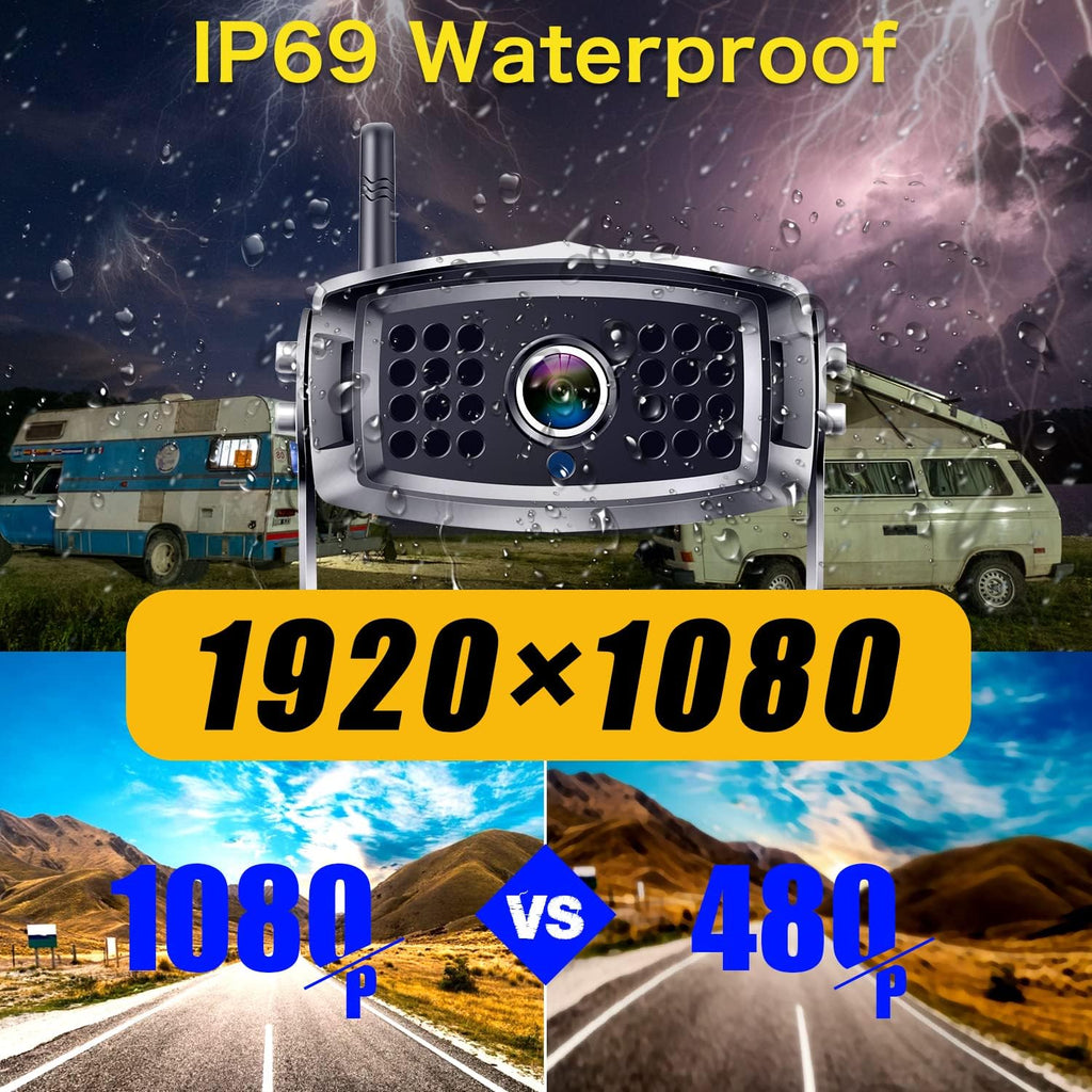 Wireless 7 Inch HD 1080P DVR Monitor with 2 Rear View Cameras N2965