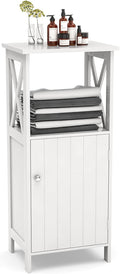 White Wooden Freestanding Bathroom Floor Cabinet with Single Door and Adjustable Shelf J14041