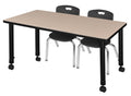 Height Adjustable Mobile Classroom Table with 2 Stack Chairs P934