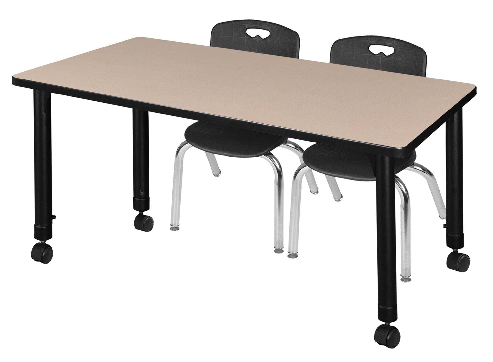 Height Adjustable Mobile Classroom Table with 2 Stack Chairs P934