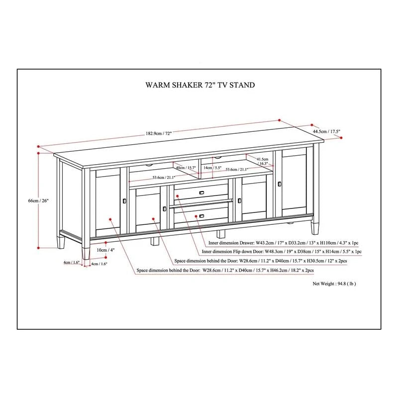 Solid Wood TV Media Stand in White Q6833