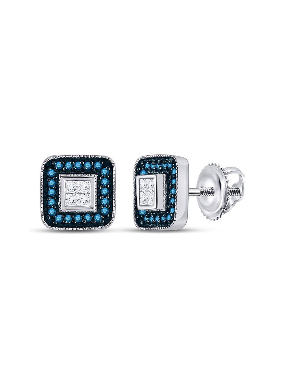 10kt White Gold Square Cluster Earrings A19498