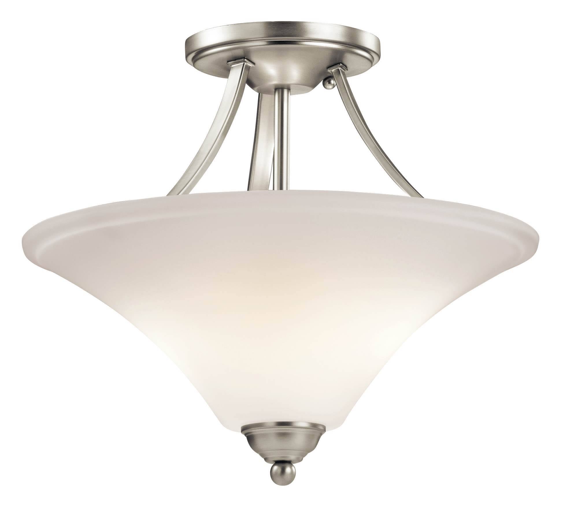 15 Inch 20W 2 LED Semi-Flush Mount Brushed Nickel Finish with Satin Etched White Glass Z979
