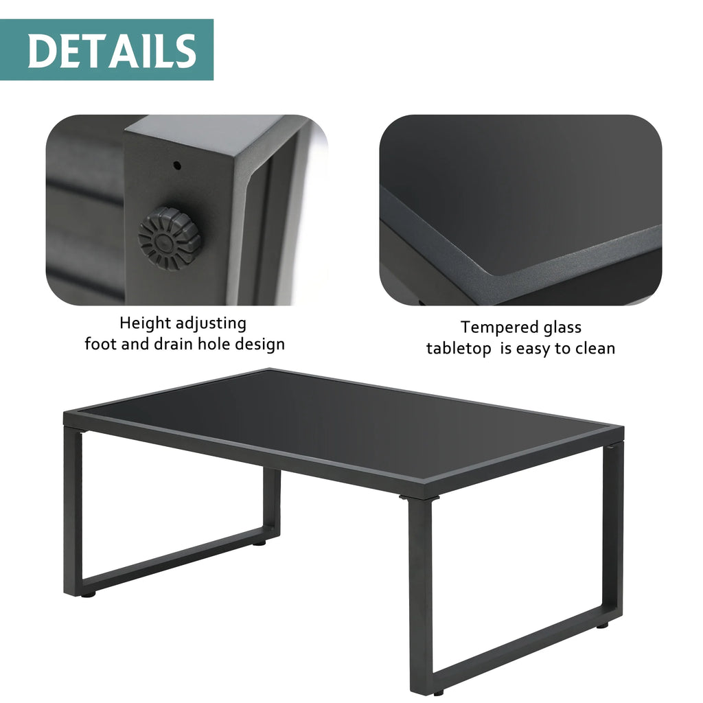 Gray Aluminum Patio Sectional Sofa Set with Table and Ottoman W32909