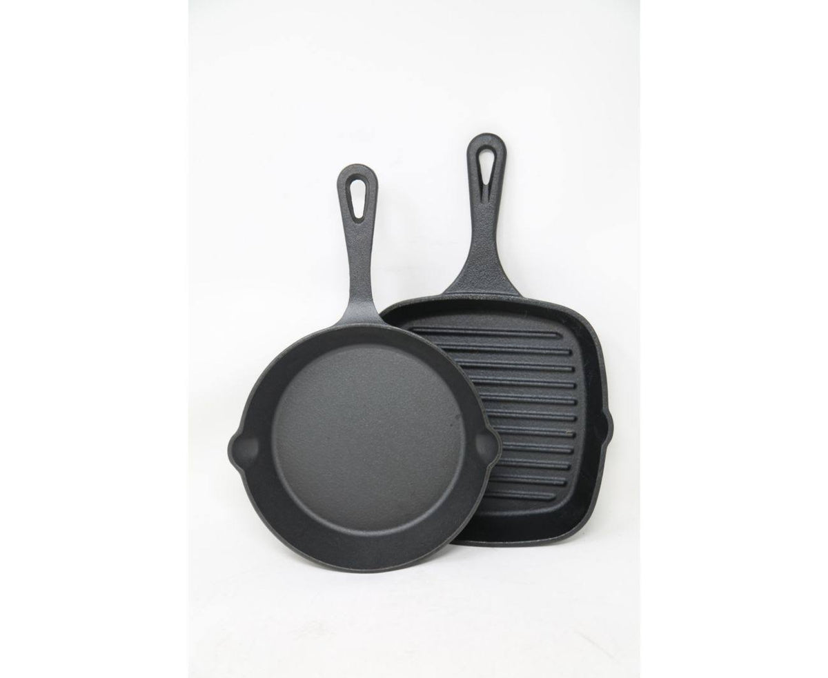 Cast Iron Skillet & Grill Pan 2-pc. Set with Handle Holder Z85978