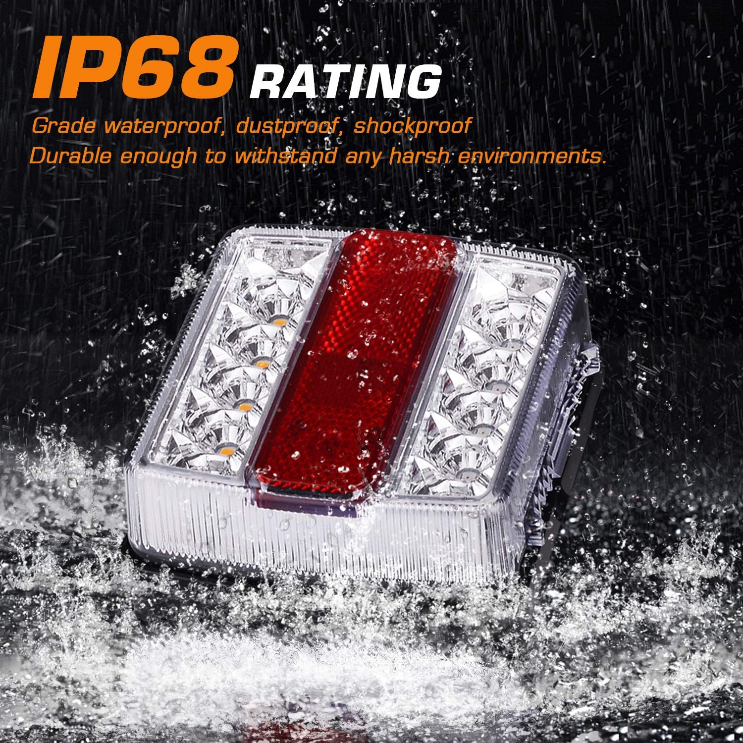 Magnetic LED Trailer Towing Light Kit, 24ft Cable with 7 pin plug, IP68 Waterproof, Pack of 2 B79645