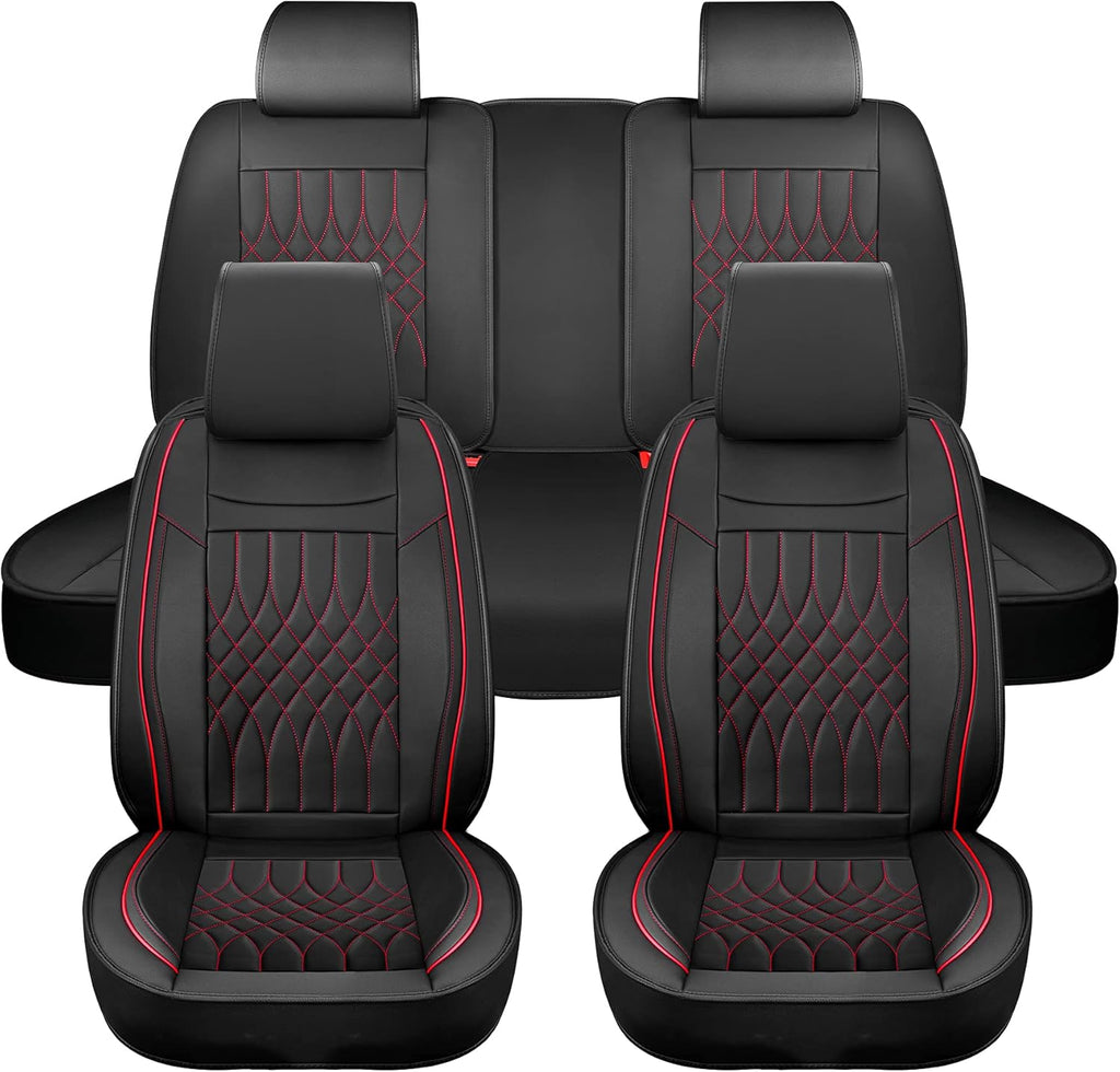 Beige Leather Car Seat Covers Full Set 5 Pcs Waterproof Q7609