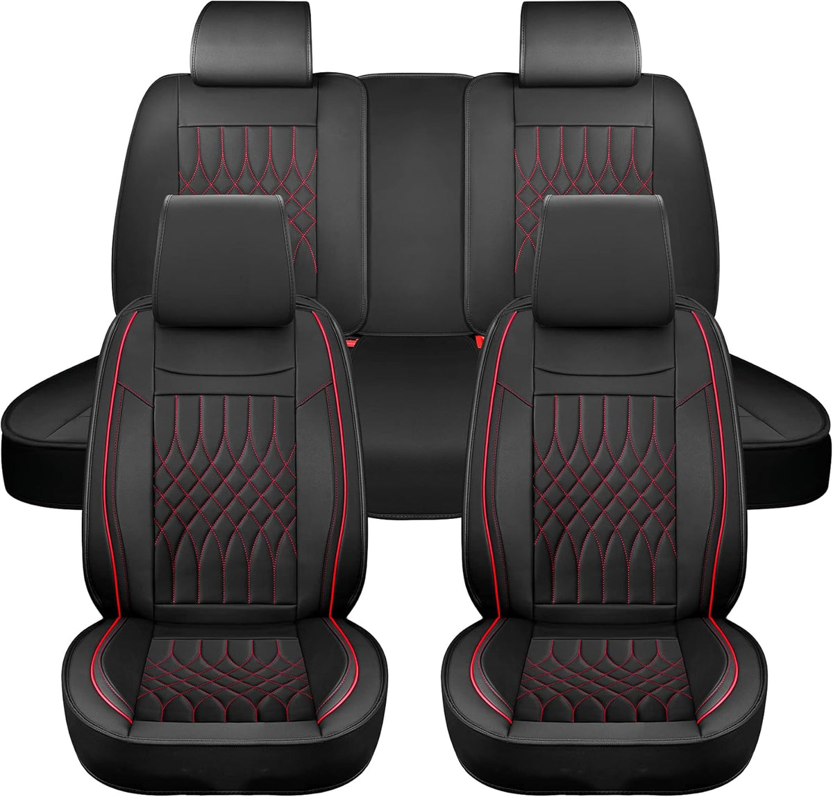 Beige Leather Car Seat Covers Full Set 5 Pcs Waterproof Q7609
