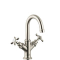 Brushed Nickel Single-Hole Bathroom Faucet with Cross Handles B6921