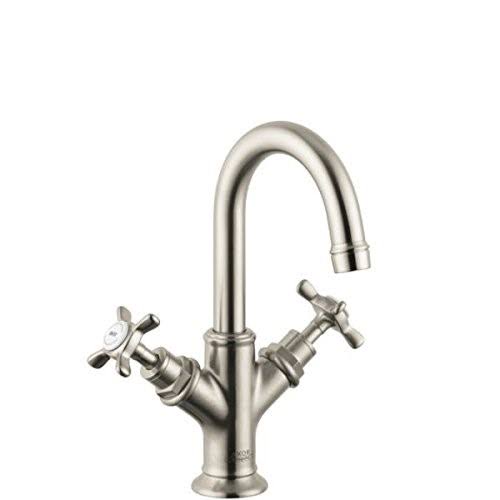 Brushed Nickel Single-Hole Bathroom Faucet with Cross Handles B6921