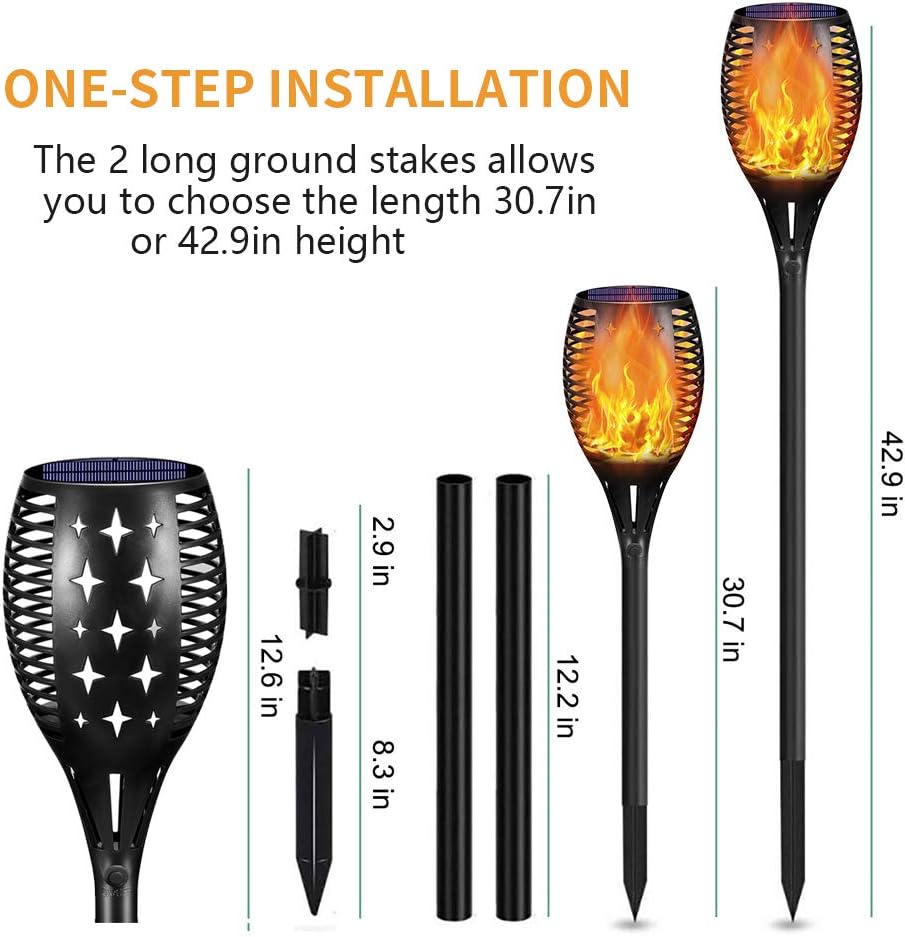 Solar Outdoor Torch Lights LED Landscape Lighting, 4 Pack S541