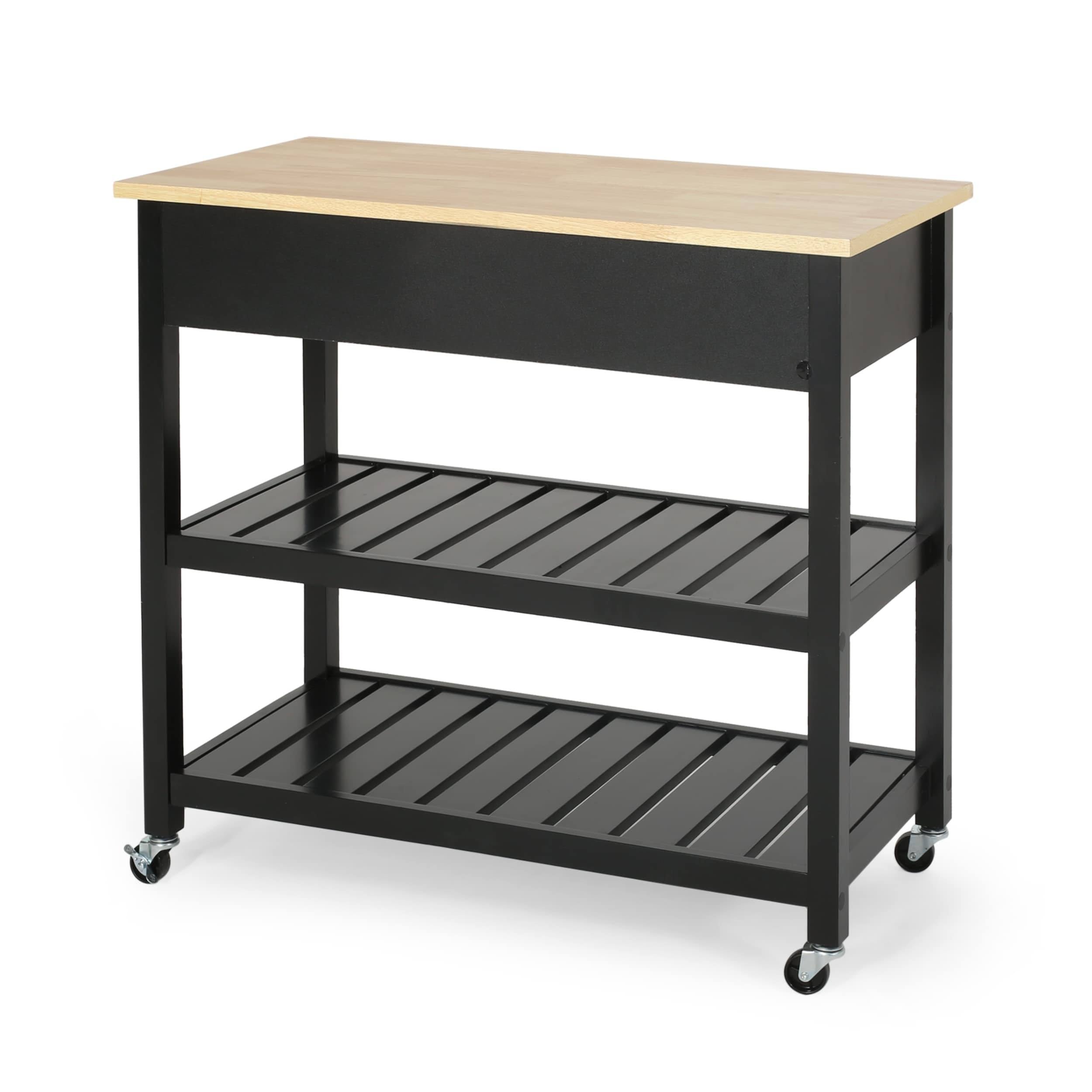 Natural + Black Kitchen Cart U847473
