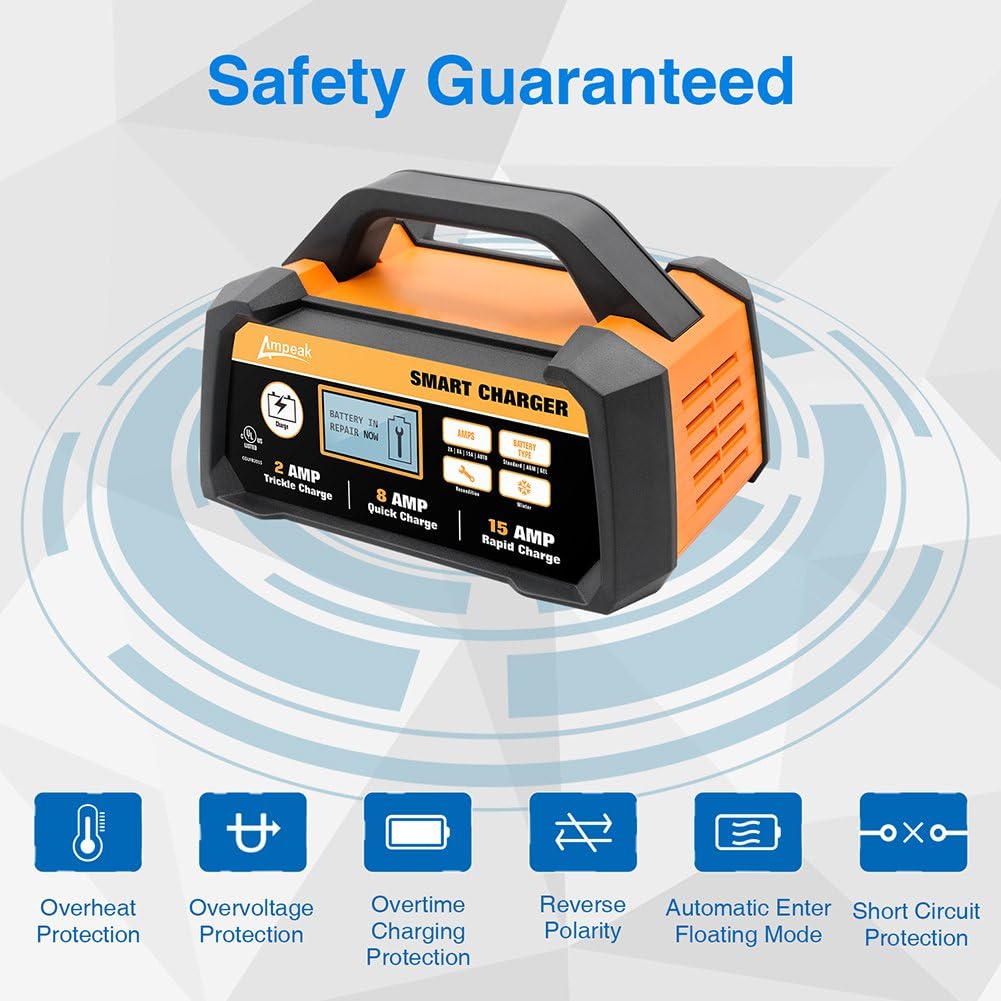 2/8/15A 12V Smart Battery Charger/Maintainer with Winter Mode Pack of 2 B664352