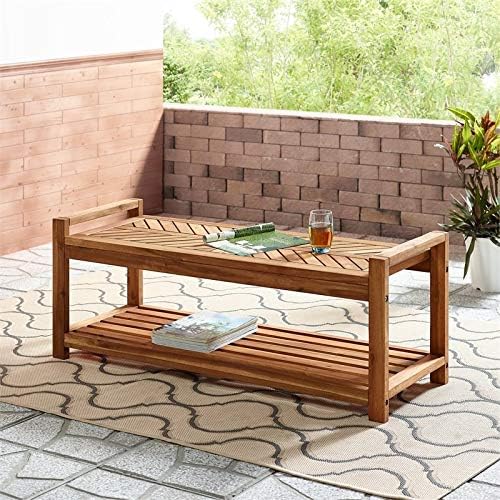 Brown Acacia Wood Patio Storage Bench O533770