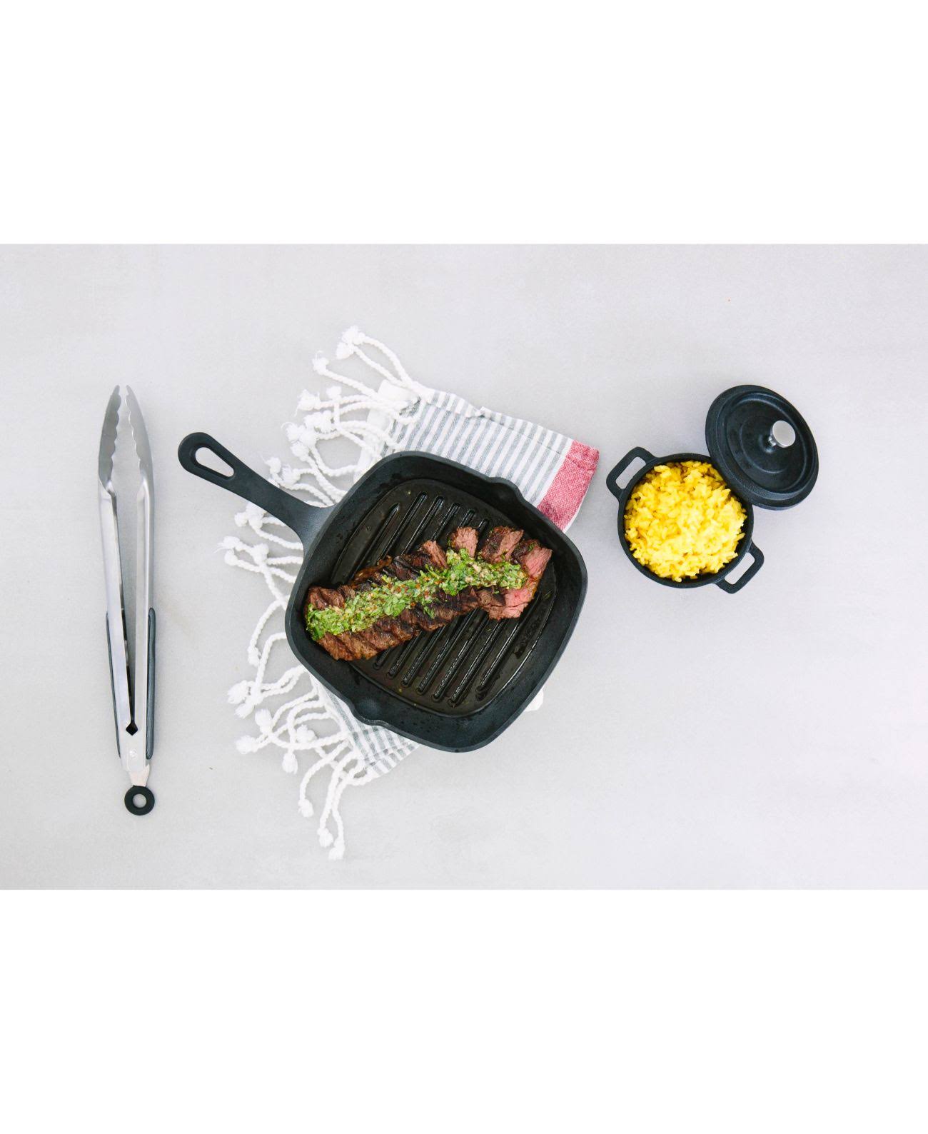 Cast Iron Skillet & Grill Pan 2-pc. Set with Handle Holder Z85978