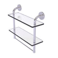 Polished Chrome Two Tiered Glass Shelf with Towel Bar W291