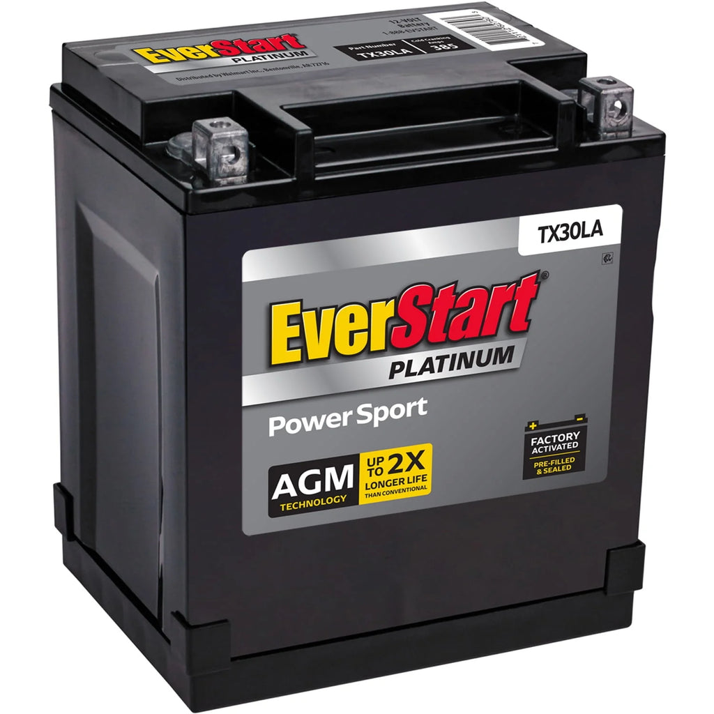 Premium BOXED AGM PowerSport Battery, Group Size TX30LA 12Volt, 385 CCA X419552