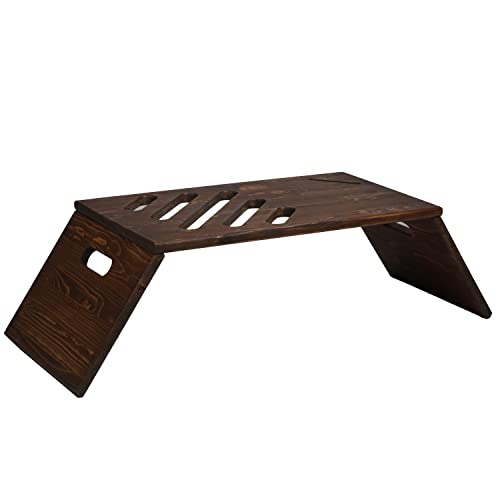 Walnut Wooden Laptop Stand with Phone Holder and Foldable Legs K1632