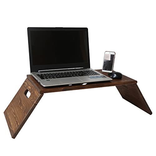 Walnut Wooden Laptop Stand with Phone Holder and Foldable Legs K1632